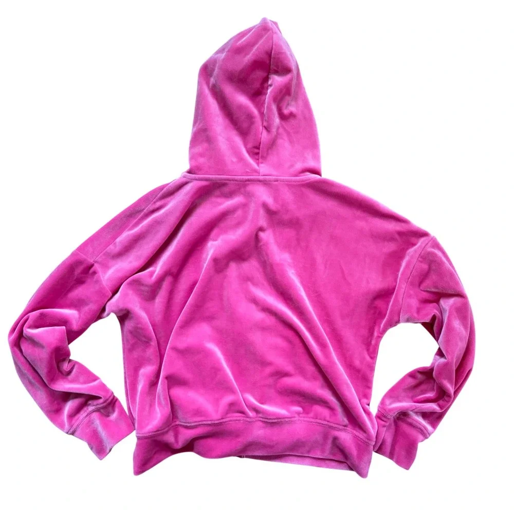 Y2K Inspired  Pink Velour Tracksuit Cropped Hoodie Wide‎ Leg Pants XS Barbiecore